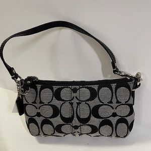 Coach Signature Zip Wristlet - Black White - NWT